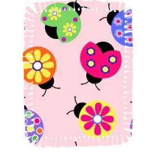  Microfleece No Sew Throw Kit Ladybugs Pink/Purple Fabric 