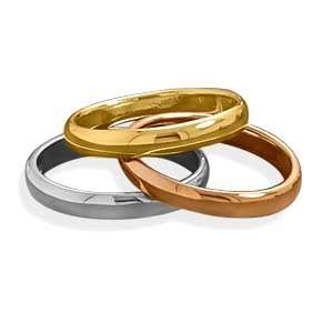 Tri tone Stacked 3 Band Ring Set Sterling Silver, 14K Rose Yellow Gold