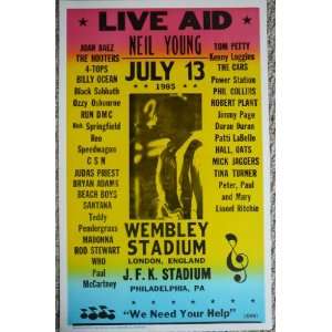  Live Aid Neil Young w/Joan Baez, Black Sabbath & Others Poster 