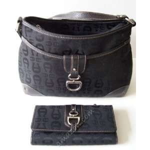  Etienne Aigner Black A Logo Handbag & Wallet Everything 