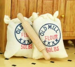 Dollhouse Miniature Kitchen Food Flour Bag Pack w Stick  