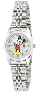 Ladies classic silvertone bracelet with silver dial featuring Mickey 