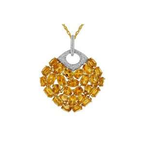 Arzun Color Collection Diamond & Citrine Necklace in 14k Yellow Gold 