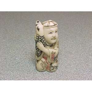  100% Genuine Vintage Oriental Ivory Carving Figurine 