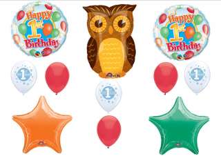 OWL 1ST FIRST BOYS BIRTHDAY BALLOONS Look Whooos 1  