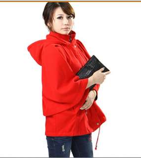 Fashion Hooded Cape Coat Red Outerwear Black Jacket Hot Selling Womens 