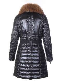 New women wholesale big fur belt warm winter long down coat jacket 