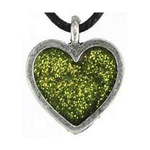  Love Light Amulet Green Glass Heart Charm Pendant Necklace 