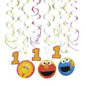 Sesame Street 1st Birthday Dangling Swirls   Party Decorations 