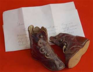 Antique leather baby shoes with buttons 1800s in top shape  