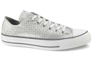   Chuck Taylor Silver/White Shiny Sparkly Satin Lined Wedding Lo  
