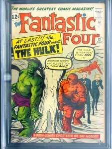 Fantastic Four #12 MARVEL 1963 CGC 8.5 VF+ 1st meeting Hulk 