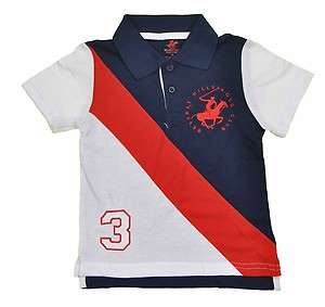Beverly Hills Polo Boys S/S Red White & Blue Polo Size 4 5/6 7 $26 