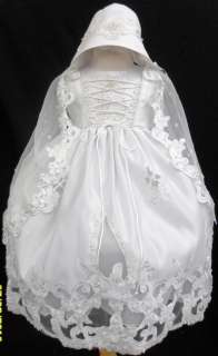   Baptism Christening Formal White Dress Gown size 0 6 M 12 18 M  