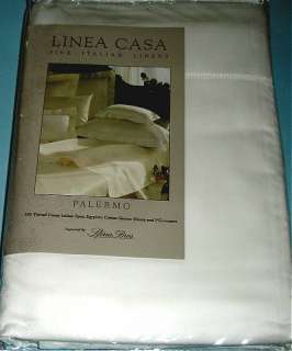 Linea Casa Sferra Palermo Sheet Set Queen Ivory Egyptian Cotton Sateen 