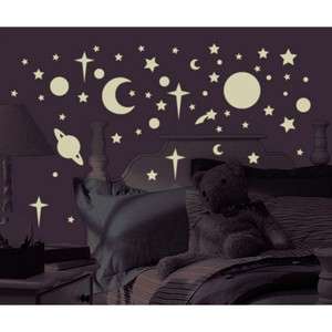  Glow in the Dark STARS SUNS PLANETS WALL DECALS Kids Bedroom Stickers