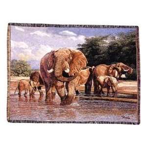   Elephant Cotton Tapestry Throw Blanket by Al Agnew