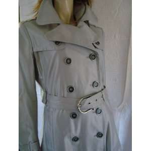  Burberry Isadora Shimmer Trench Rain Coat   Gray/Silver 