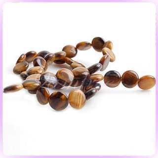 strand 16 L 10mm Tiger Eye Round button Coin Gemstone Loose Beads 