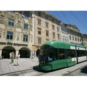 Trams Run Along Herrengasse, Stop at Hauptplatz in Main Street of Old 