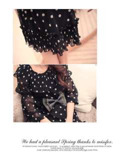 Korea Womens Dots Chiffon Dress,9693G,BNWT,BLACK, sz S  