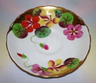 Handpainted Nasturtium Floral Tuscan Tea Cup and Saucer Set  