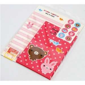   pink Letter Paper set with bear rabbit dots from Japan Toys & Games