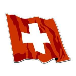  SWITZERLAND WAVING FLAG   Sticker Decal   #S0152 