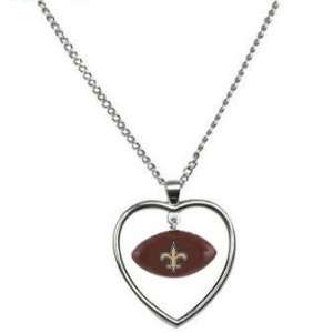  New Orleans Saints Mini Football Heart Necklace Sports 