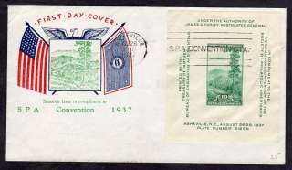 US APS SPA Convention 1937 S/S FDC Scott 797, Royale Stamp Co Address 