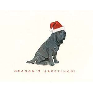  Neopolitan Mastiff in Santa Hat Boxed Christmas Notecards 