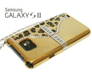 LUXURY BLING HAND BAG LEOPARD HARD STAND CASE For SAMSUNG GALAXY S 2 