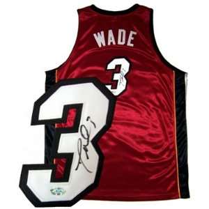  Dwyane Wade Autographed Jersey Authentic Red Heat Jersey 