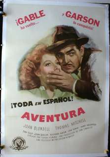 clark gable aventura 1945 linen spanish one movie poster 27 x41 this 