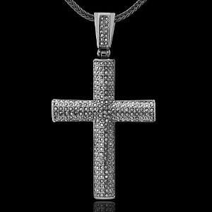  All Black Everything Iced Out Rounded Tube Cross Pendant 