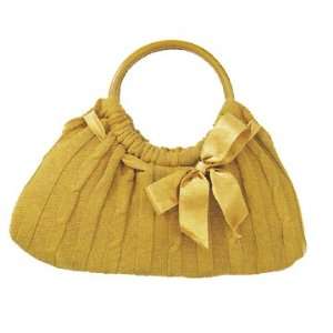   Soft Touch Camel Sweater Knit Cable Clutch Handbag
