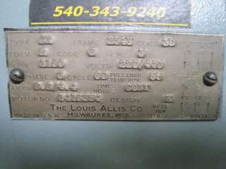 Louis Allis JX Industrial Three Phase AC Motor 3HP NR  