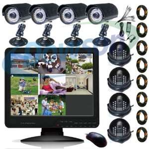  8 Channel CCTV 15 Flat LCD Monitor Built in DVR + 4 
