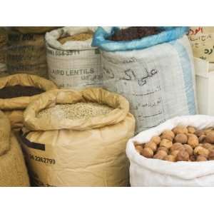  Sacks of Nuts and Lentils in the Spice Souk, Deira, Dubai 