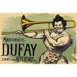 TROMBONE MARGUERITE DUFAY VINTAGE POSTER CANVAS REPRO  