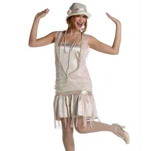 Roaring 20s * 1920s Party GANGSTER GATSBY GIRL   IVORY ADULT DRESS 