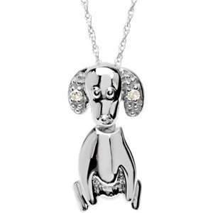   Sterling 17.25 X 09Mm Daisy The Dog Waggles Pendant W/Chn Jewelry