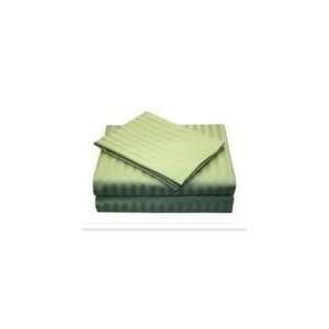 Fine Hotel Queen Sage Stripe Sheets Set 300 Tc 1 Flat Sheet, 1 Fitted 