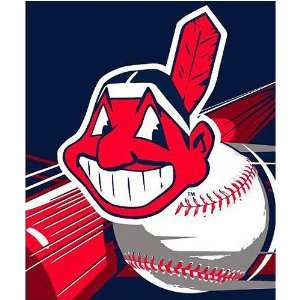  Cleveland Indians Royal Plush Raschel MLB Blanket (Big 