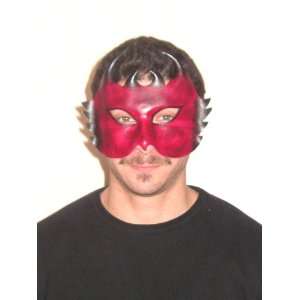  Red Black Leather Devil Venetian Masquerade Mask