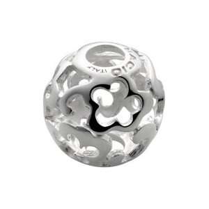 Bacio Italian Swarovski Bead Italy Silver Decorative Flower Charm 