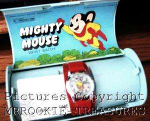 1978 79 MIGHTY MOUSE Bradley Watch /animated hands Box  