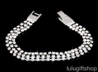 18K WHITE GOLD PLATED BRACELET USE SWAROVSKI CRYSTAL  