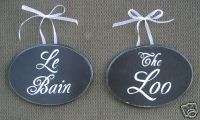   or LE BAIN Plaque Restroom Bathroom Sign Washroom WC English OR French