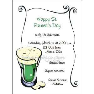  Green Beer In Glass Party Invitations Health & Personal 